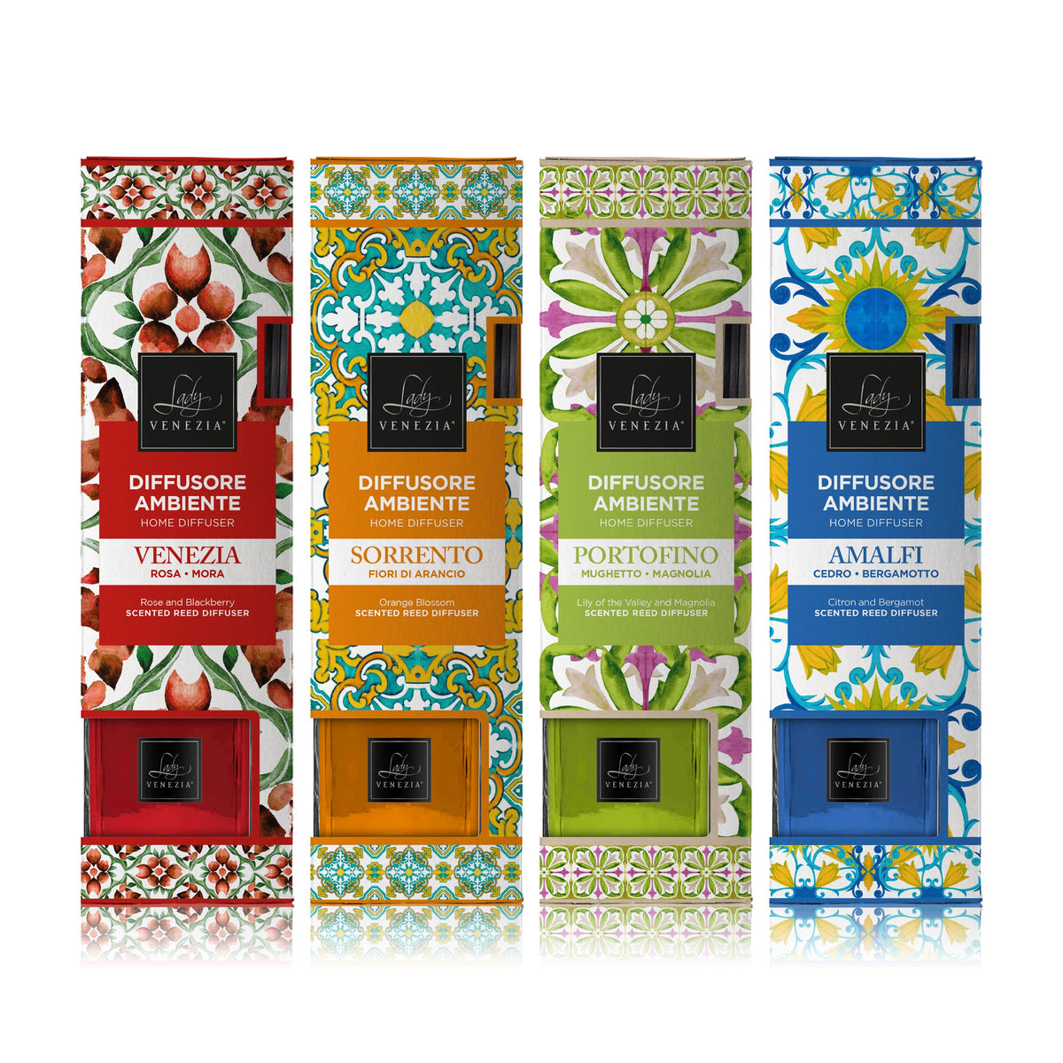 Maxi difusor cubo con varillas · Colección Ceramiche · 4 fragancias — Lady Venezia