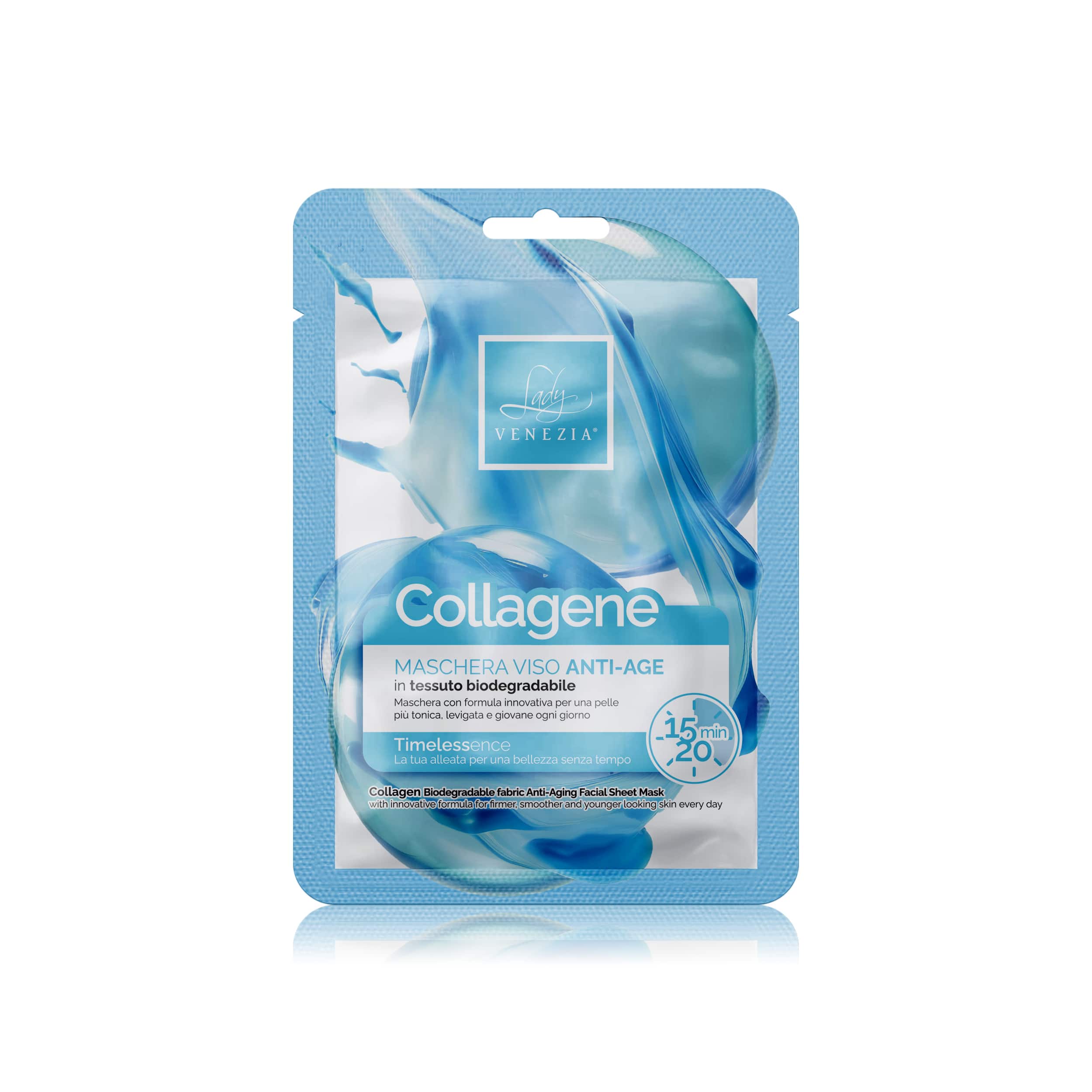 Mascarilla facial en tejido antiedad Timelessence · Colágeno — Lady Venezia