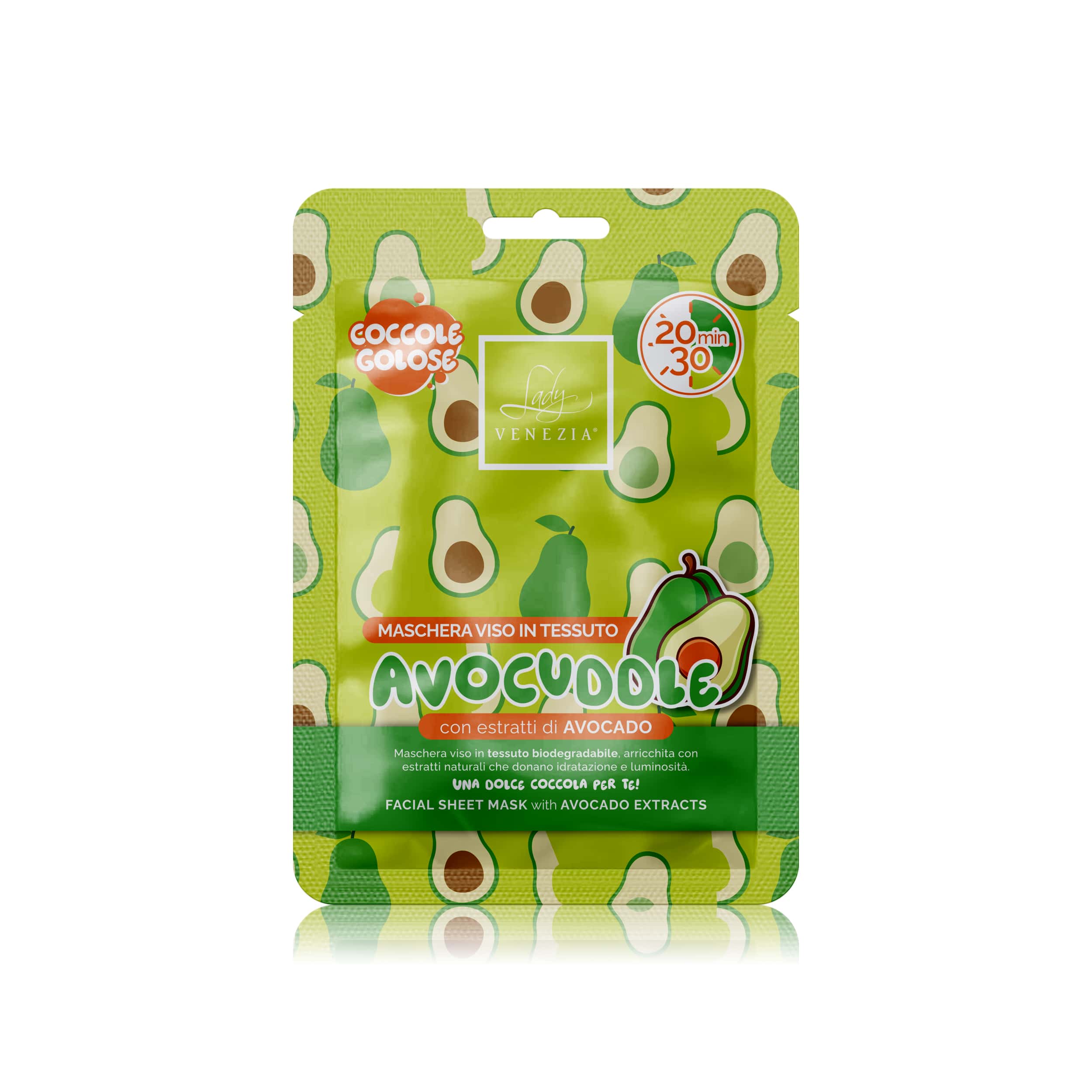 Mascarilla facial en tejido Coccole Golose · Avocuddle — Lady Venezia