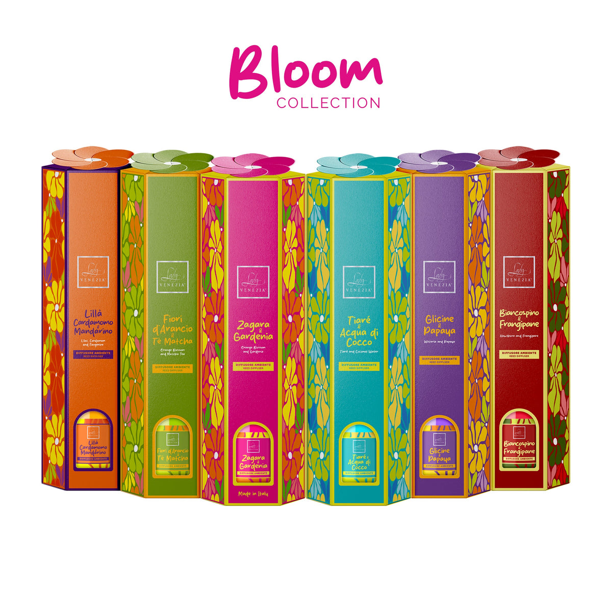 Difusor de ambiente Bloom con varillas - 6 fragancias - 140 ml — Lady Venezia