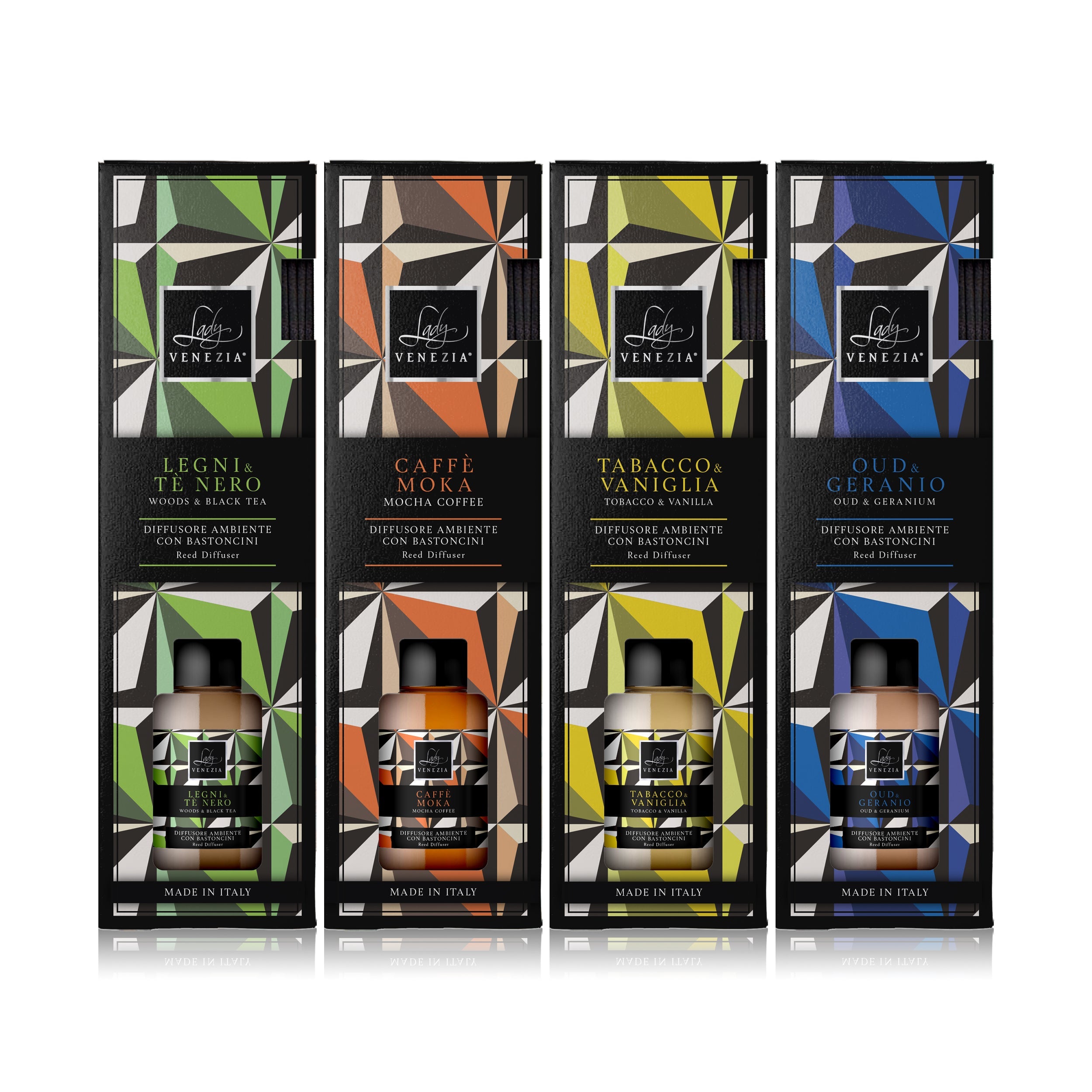 Difusor de ambiente Oud con varillas - 4 fragancias - 140 ml — Lady Venezia