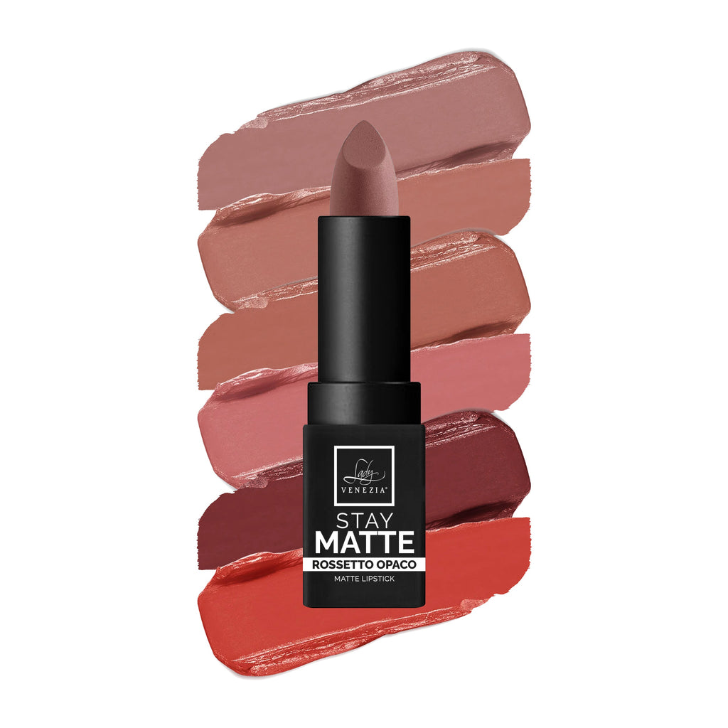 Labial mate en barra Stay Matte · 6 colores · 5 g — Lady Venezia