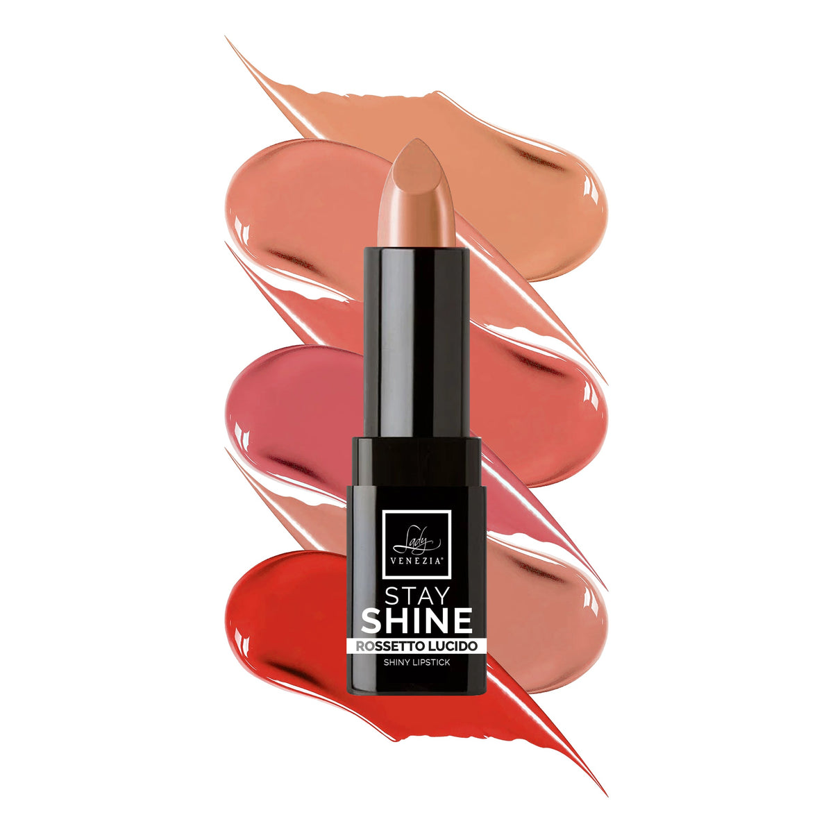 Labial brillante en barra Stay Shine · 6 colores · 5 g — Lady Venezia
