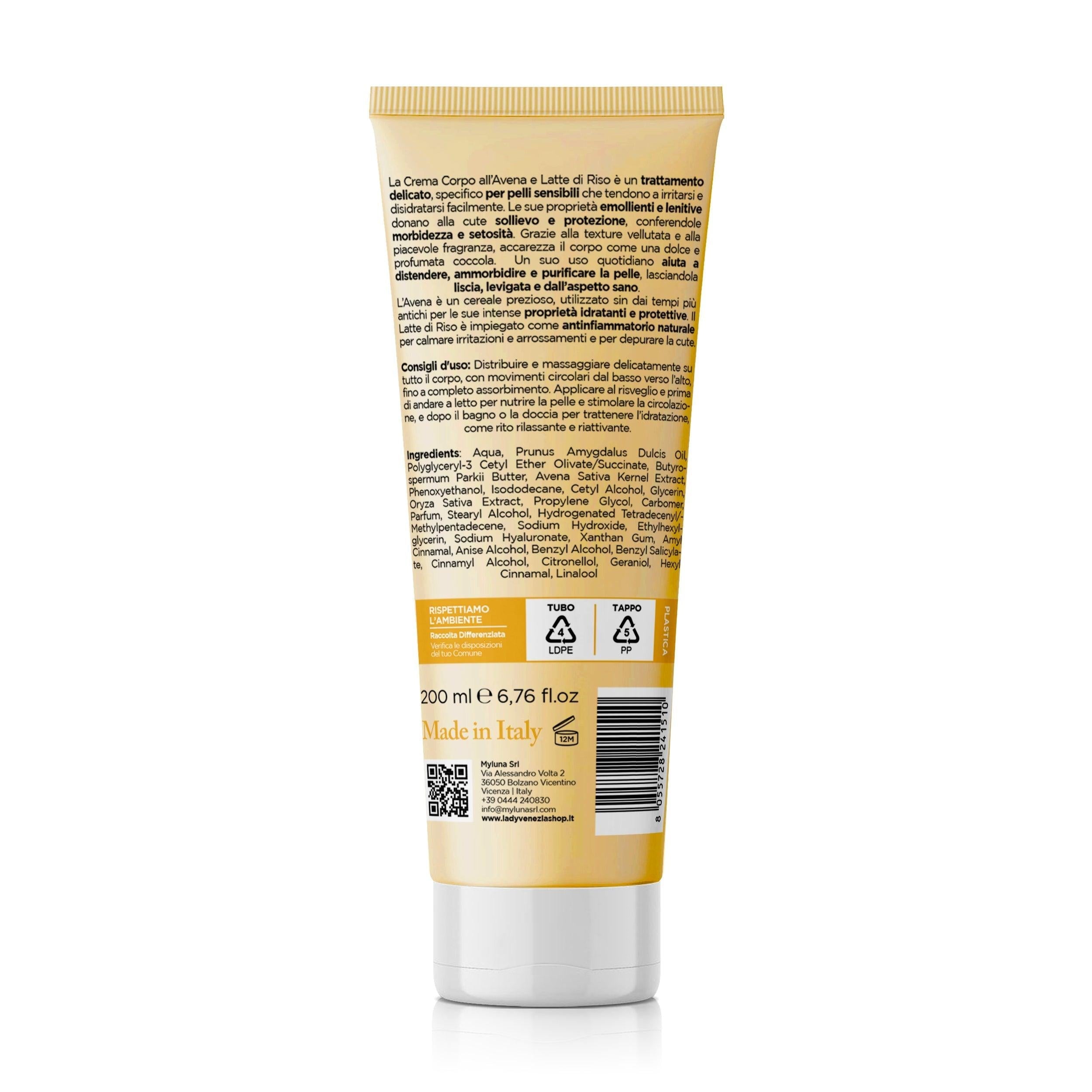 Crema corporal de avena y leche de arroz - Suavizante y protectora - 200 ml — imagen 2